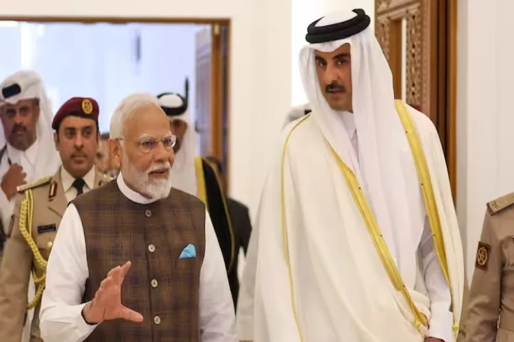 Prime Minister Narendra Modi with the Amir of Qatar Sheikh Tamim bin Hamad Al Thani